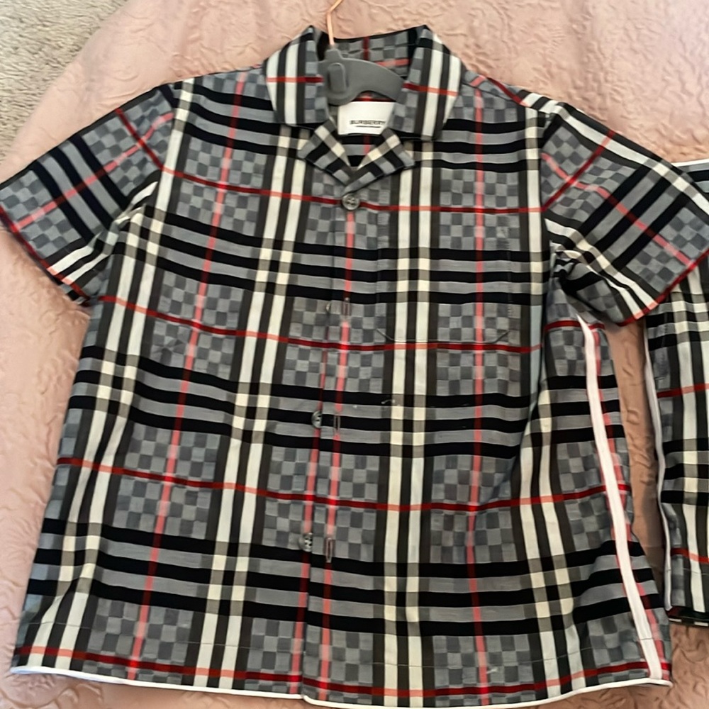 Boys burberry shorts and shirt set